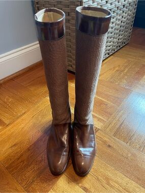 Pollini Two-Tone Brown Leather Boots Vintage 6 1/2